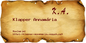 Klapper Annamária névjegykártya